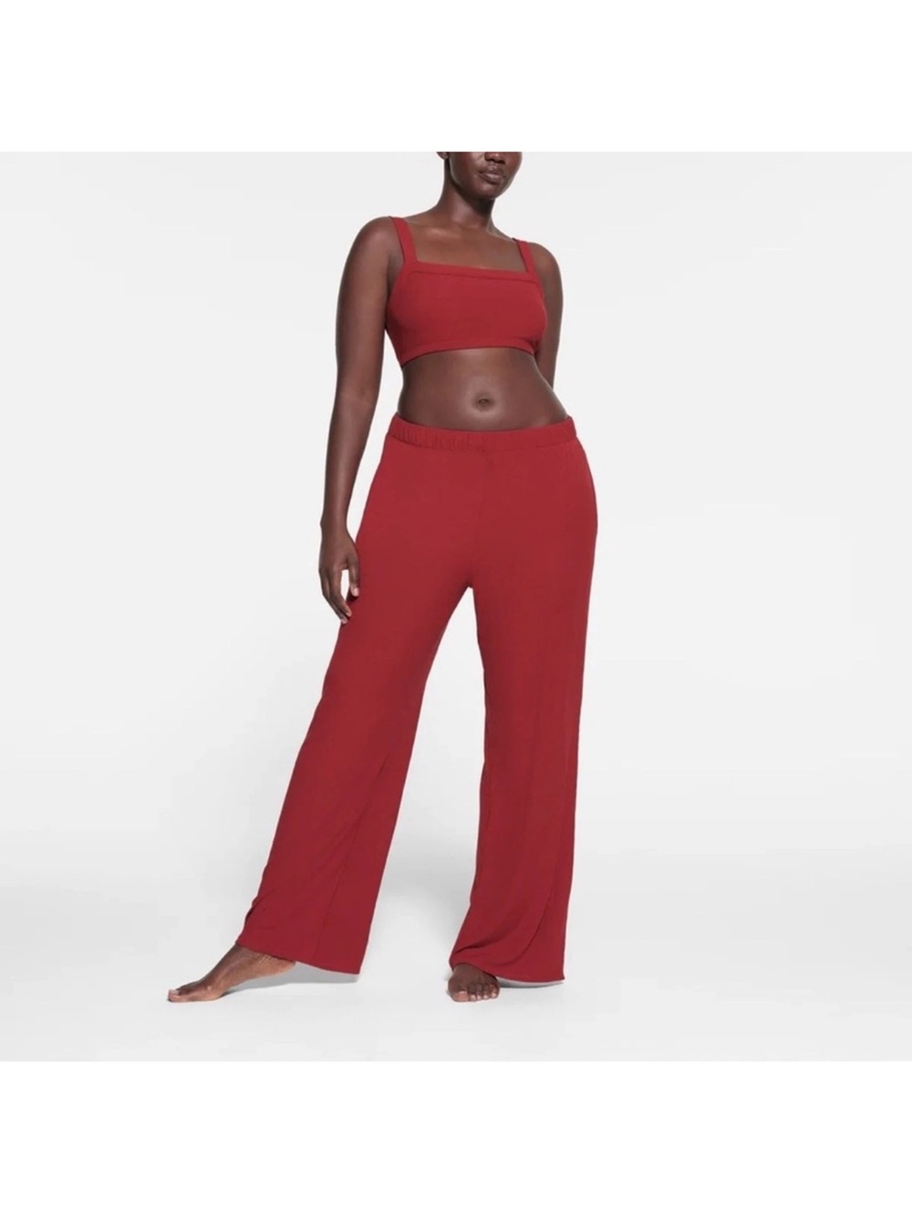 Skims Red Wide-Leg Lounge Pants